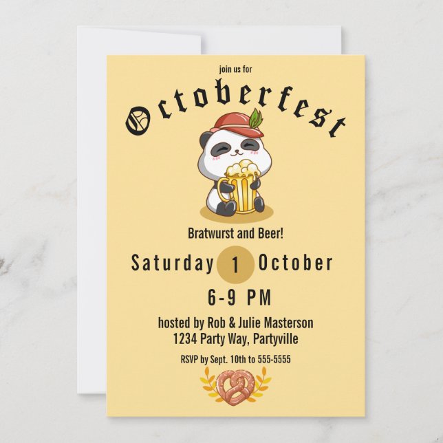 Invitation à l'Oktoberfest de Cute Panda Bear (Devant)
