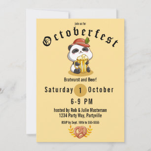 Invitation à l'Oktoberfest de Cute Panda Bear