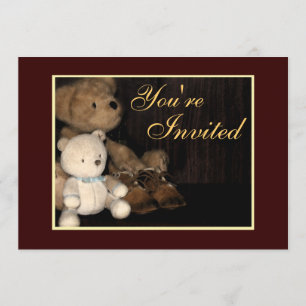 Invitation à l'ours en peluche et aux chaussures p