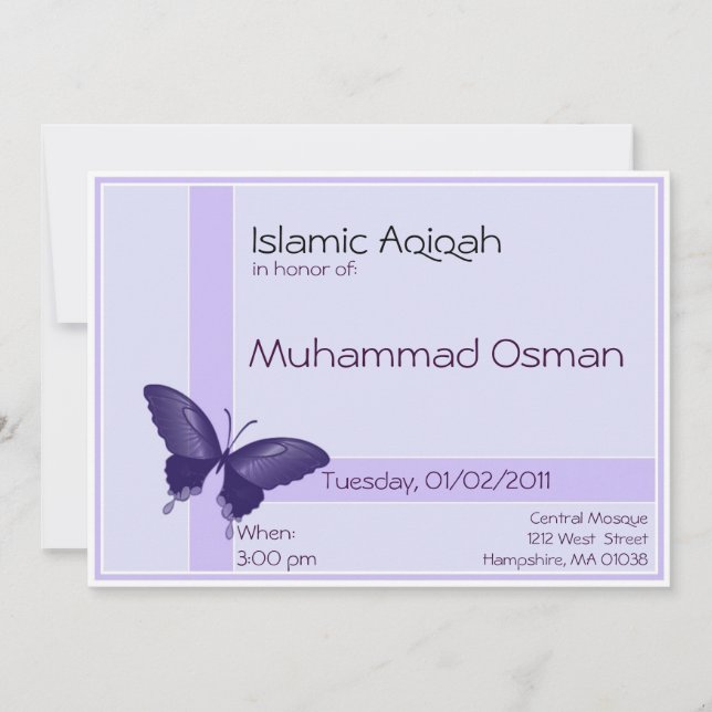 Invitation à l'qiqa islamique - célébration du pet (Devant)