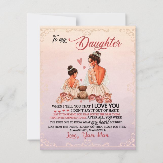 Invitation À Ma Fille Cadeau, Fille Et Maman, Lettre D'Amour (Devant)