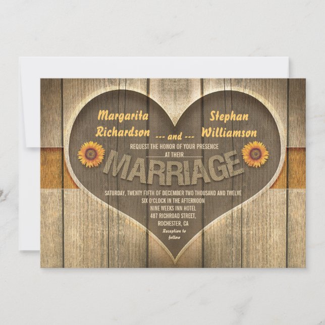 invitation à mariage campagnard rustique (Devant)