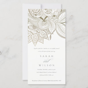 Invitation à mariage en or d'ivoire Paisley Ornate
