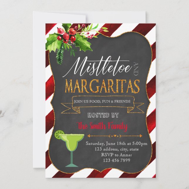 Invitation à Mistletoe et Margaritas (Devant)