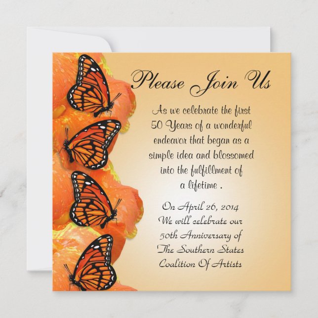 Invitation à Monarch Butterflies pour tout événeme (Devant)