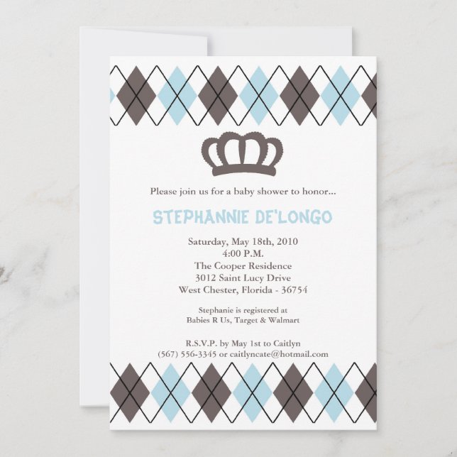 invitation à motifs de losanges de baby shower de (Devant)