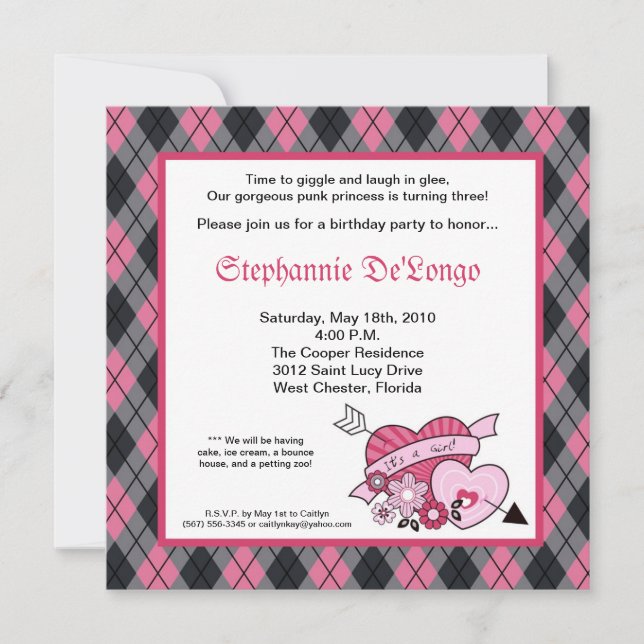 invitation à motifs de losanges de fête (Devant)