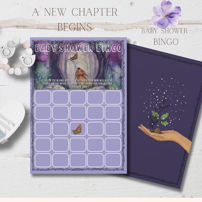 Invitation A New Chapter Begins Bingo game Baby Shower Card (A New Chapter Begins Bingo game Baby Shower Invitation)