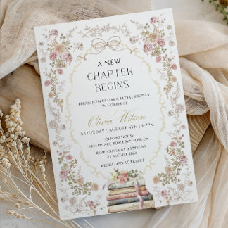 Invitation A New Chapter Begins Bridal Shower Party
