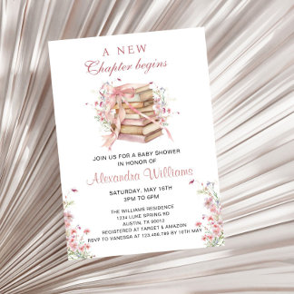 Invitation A New Chapter Begins Coquette Books Baby Shower