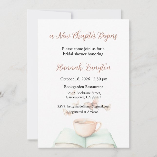 Invitation A New Chapter Begins Invitation, Bridal Shower (Devant)