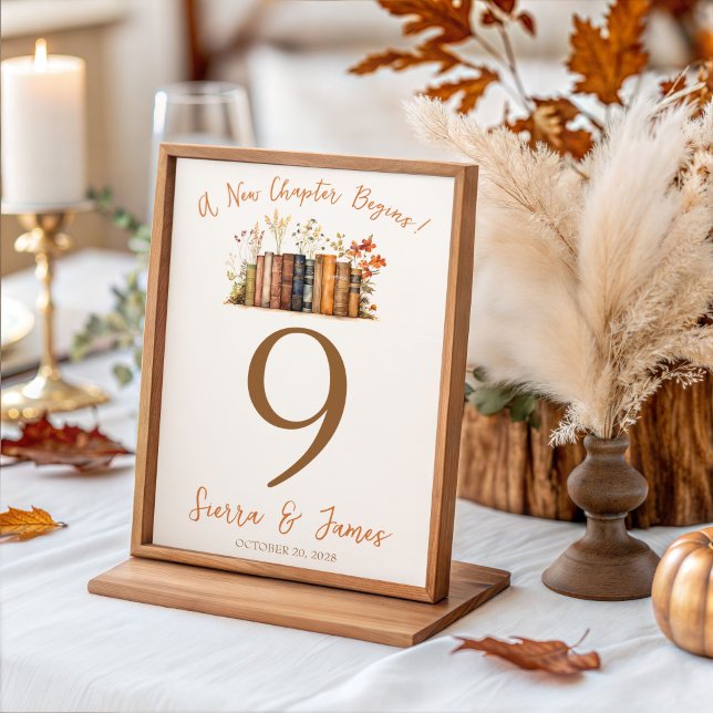 Invitation A New Chapter Begins! Wedding Table Number Signs (Créateur téléchargé)
