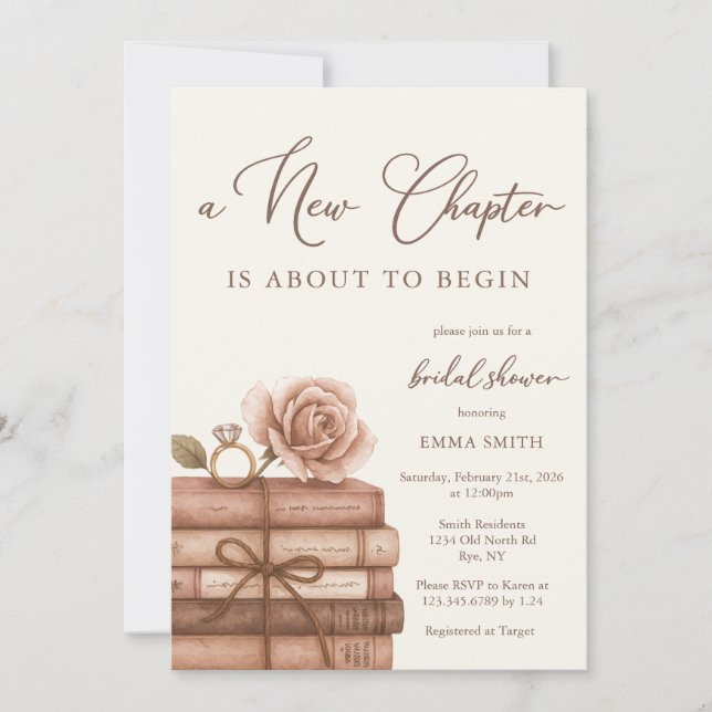 Invitation A New Chapter is About to Begin Bridal Shower (Devant)