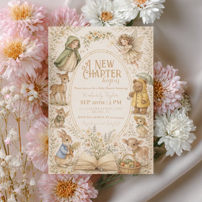 Invitation A New Chapter Vintage Storybook Baby Shower (Créateur téléchargé)