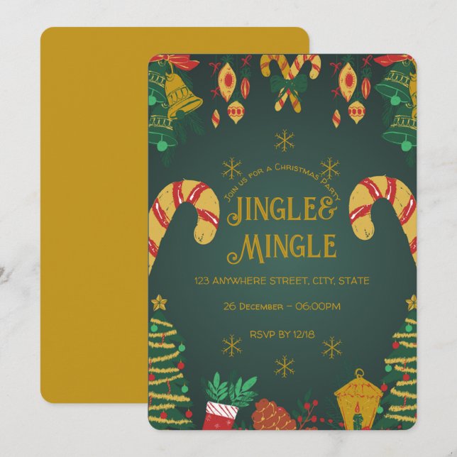 Invitation à Noël Jingle et Mingle (Devant / Derrière)