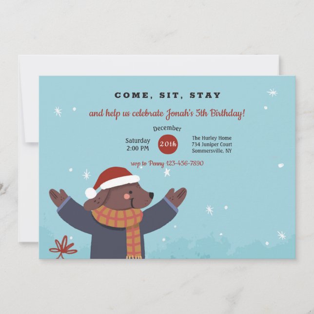 Invitation à Noël Puppy (Devant)