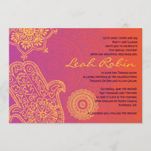 Invitation à nommer un bébé rouge orange HAMSA