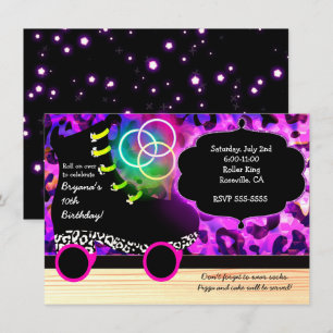 Invitation à patiner à roulettes Empreinte de léop