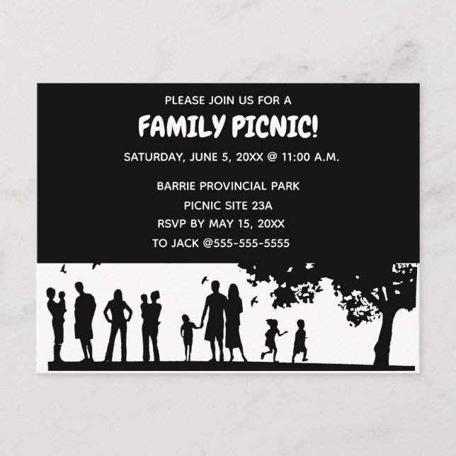 Invitation à pique-nique de famille Silhouette mod (Devant)