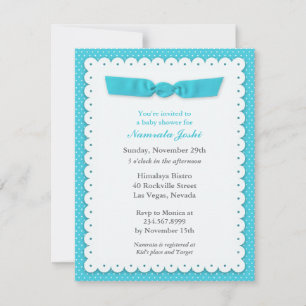 Invitation à plat Baby shower bleu