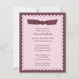 Invitation à plat Baby shower rose
