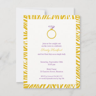 Invitation à plat du Jaune Zebra Bachelorette Part