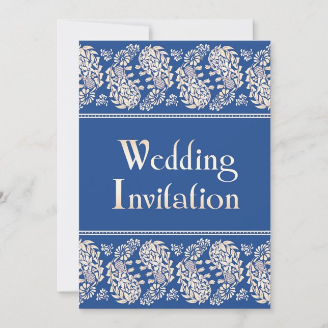 Invitation à plat Mariage indien/juif Paisleys (Devant)