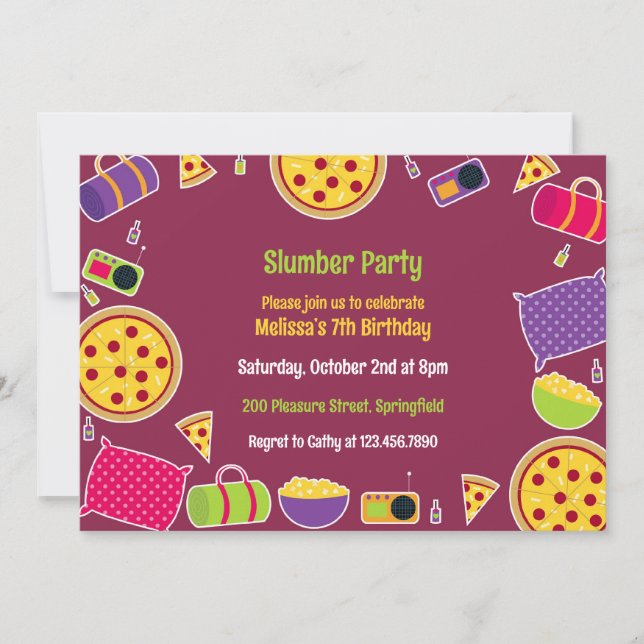 Invitation à plat pour la fête d'anniversaire de S (Devant)
