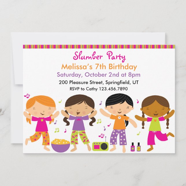 Invitation à plat pour la fête d'anniversaire de S (Devant)