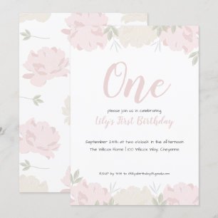 Invitation Ă?re fête d'anniversaire du bébé en pastel mou de