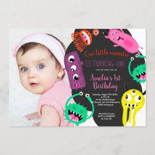 Invitation Ă?re photo d'anniversaire d'illustration mignonne