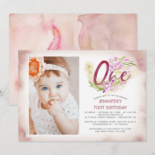 Invitation Ă?re photo florale rose d'anniversaire