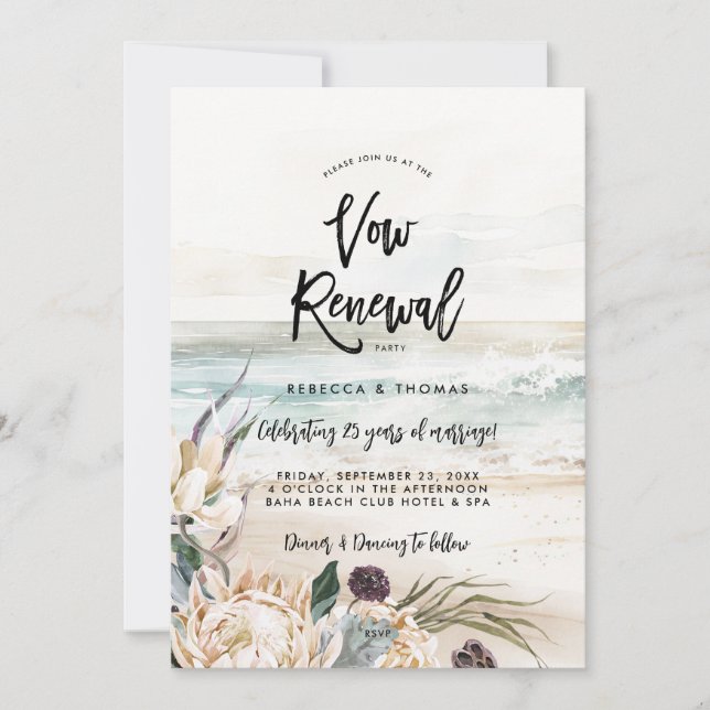 invitation à renouveler vow de la protéa de la pla (Devant)