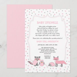 Invitation à saupoudrer d'animaux des bois roses
