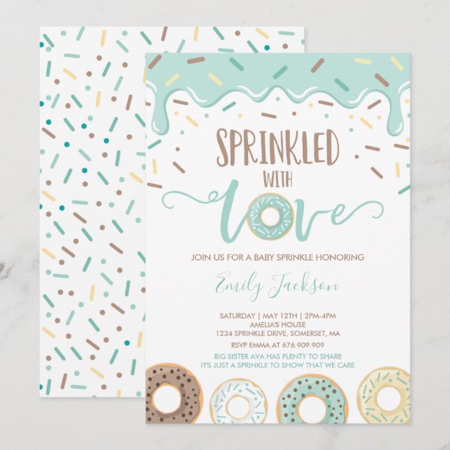 Invitation À Saupoudrer De Bébé De Donut Parsemé D (Devant / Derrière)
