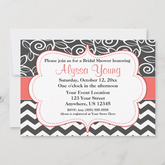 Invitation à sauter Chevron Coral gris foncé (Devant)
