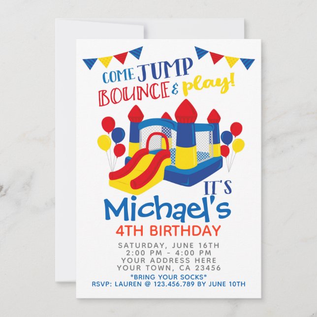 Invitation à sauter, fête d'anniversaire de Trampo (Devant)