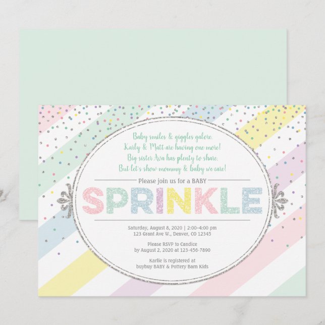 invitation à sautiner bébé sans sexe multicolore (Devant / Derrière)