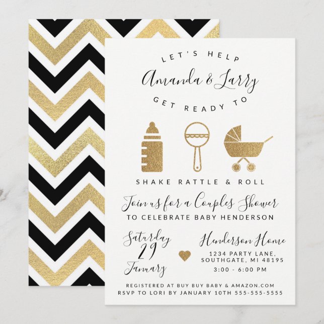 Invitation à secouer le Baby shower de bétail et d (Devant / Derrière)