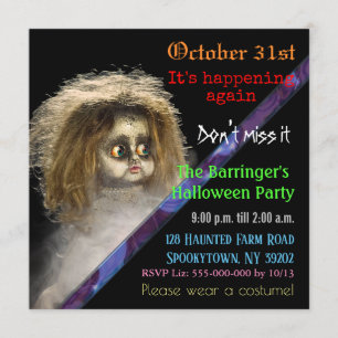 Invitation à Semi Gloss Halloween Doll Déplaisante