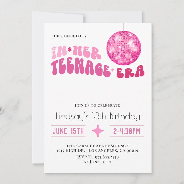 Invitation À son âge d'adolescence Anniversaire Super (Devant)