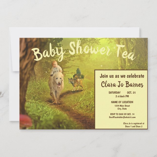 Invitation à thé Baby shower de chien et chat magi (Devant)