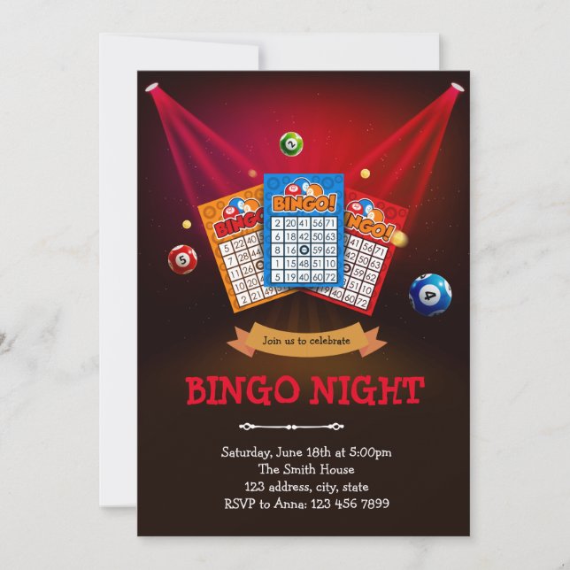 Invitation à thème Bingo night (Devant)