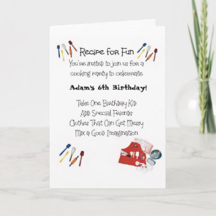 Invitation à thème de la Cuisine pour enfants