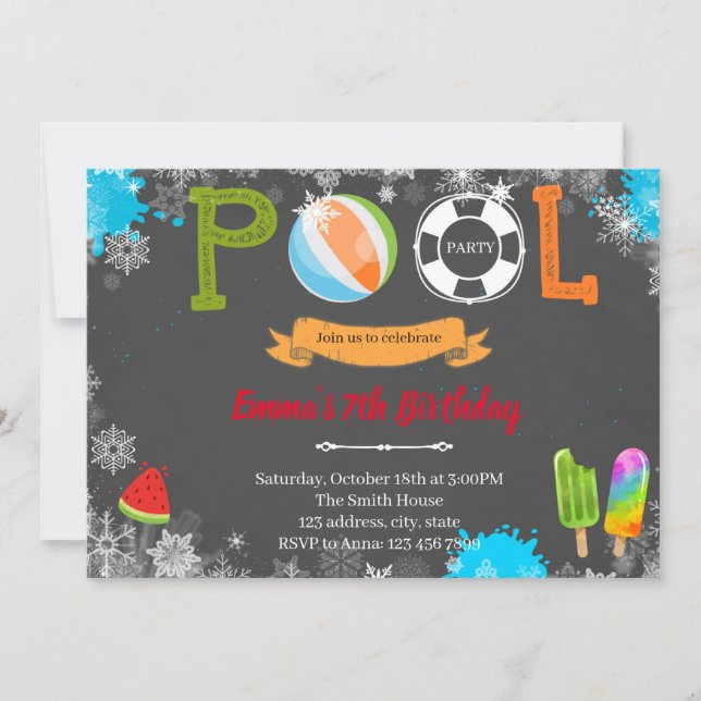 Invitation à thème de la piscine d'hiver (Devant)