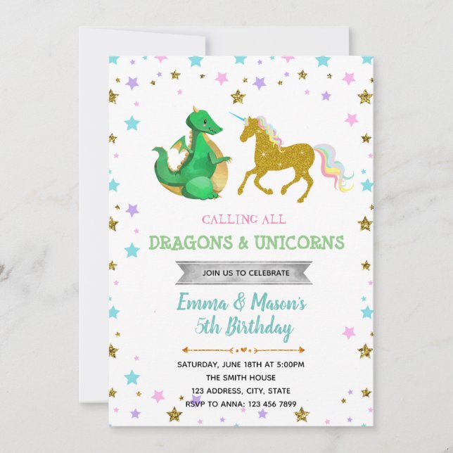 Invitation à thème de la soirée du dragon étoile (Devant)