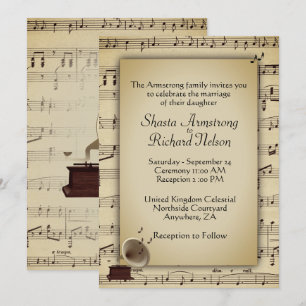 Invitation à thème de musique Mariage antique