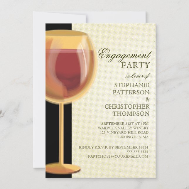 Invitation À Thème De Vin Élégante Du Parti De L'E (Devant)