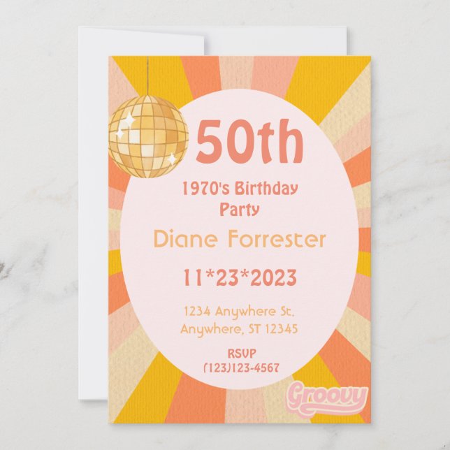 Invitation à thème du 50e anniversaire des années  (Devant)