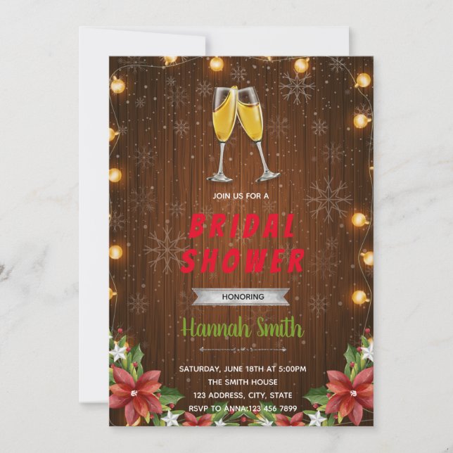 invitation à thème du champagne de Noël (Devant)